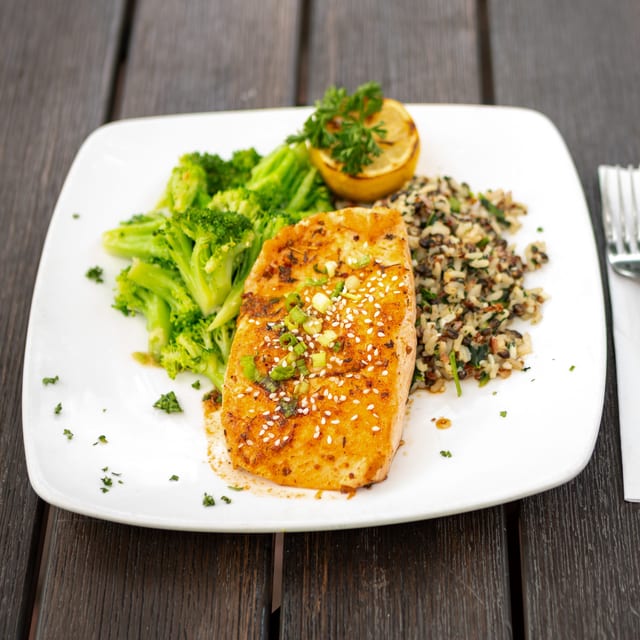 Maple Soy Ginger Salmon.