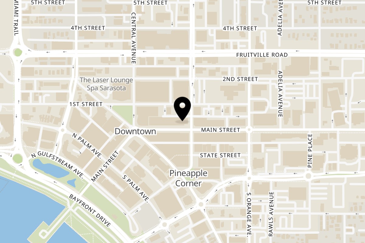 Map showing the location of Patricks 1481 on 1481 Main St in Sarasota